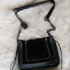 Zara: LEATHER CROSSBODY BAG WITH CHAIN